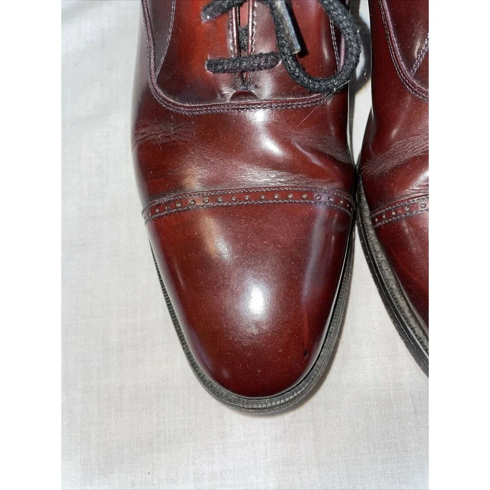 Johnston & Murphy Captoe Dress Shoes Mens Size 9 N Burgundy Leather Oxfords